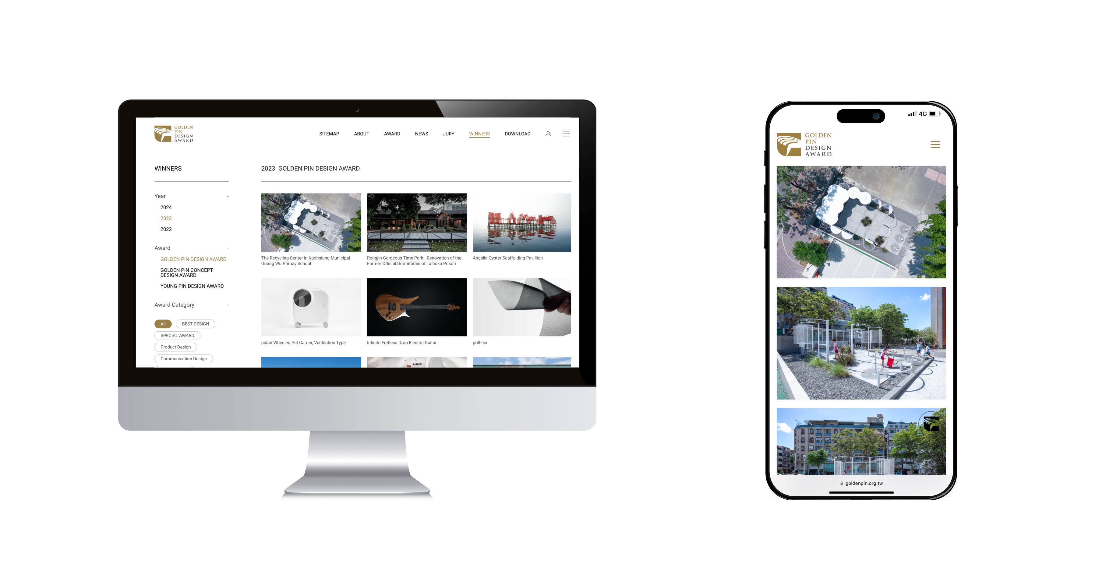 Golden Pin Design Award website